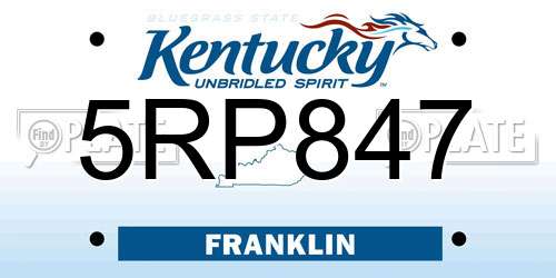 5RP847 Kentucky License Plate
