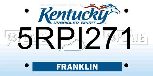 5RPI271 Kentucky License Plate