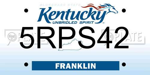 5RPS42 Kentucky License Plate