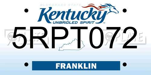 5RPT072 Kentucky License Plate