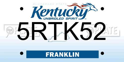 5RTK52 Kentucky License Plate
