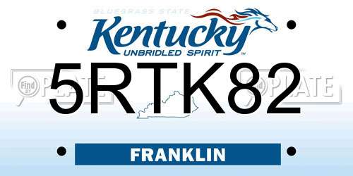5RTK82 Kentucky License Plate