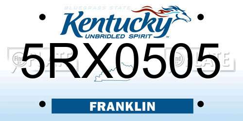 5RX0505 Kentucky License Plate