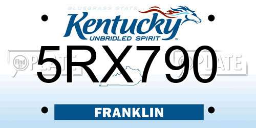 5RX790 Kentucky License Plate