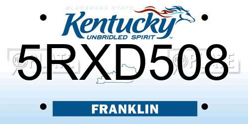 5RXD508 Kentucky License Plate