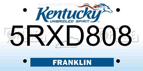 5RXD808 Kentucky License Plate