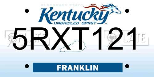 5RXT121 Kentucky License Plate