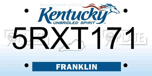 5RXT171 Kentucky License Plate