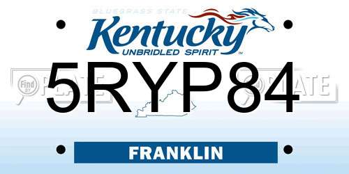 5RYP84 Kentucky License Plate