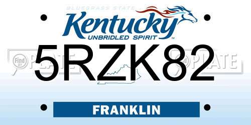 5RZK82 Kentucky License Plate