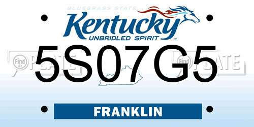 5S07G5 Kentucky License Plate