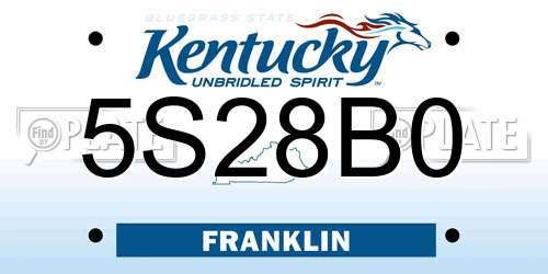 5S28B0 Kentucky License Plate