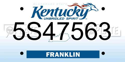 5S47563 Kentucky License Plate