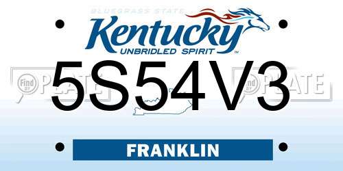 5S54V3 Kentucky License Plate
