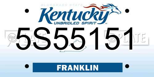 5S55151 Kentucky License Plate