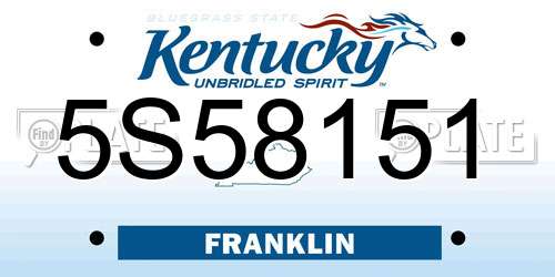 5S58151 Kentucky License Plate