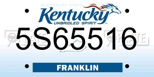5S65516 Kentucky License Plate