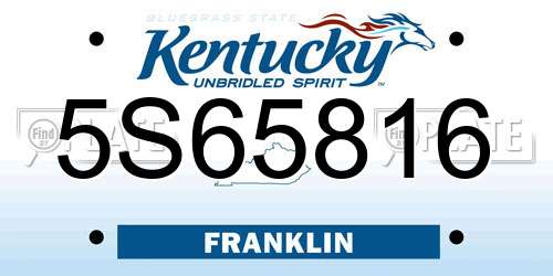 5S65816 Kentucky License Plate