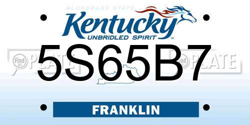 5S65B7 Kentucky License Plate