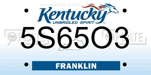 5S65O3 Kentucky License Plate