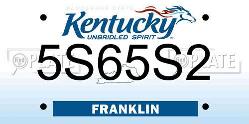 5S65S2 Kentucky License Plate