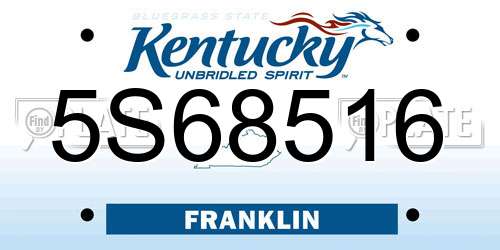 5S68516 Kentucky License Plate