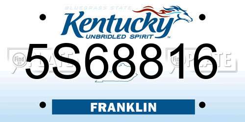 5S68816 Kentucky License Plate