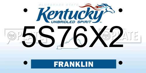 5S76X2 Kentucky License Plate