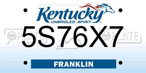 5S76X7 Kentucky License Plate