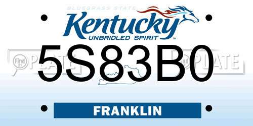 5S83B0 Kentucky License Plate