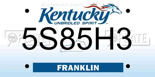 5S85H3 Kentucky License Plate