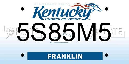 5S85M5 Kentucky License Plate
