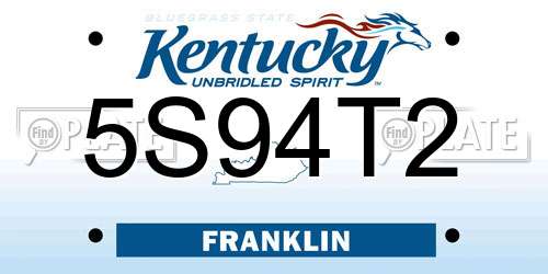 5S94T2 Kentucky License Plate