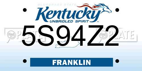 5S94Z2 Kentucky License Plate