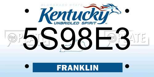5S98E3 Kentucky License Plate