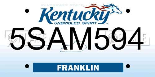 5SAM594 Kentucky License Plate