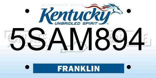 5SAM894 Kentucky License Plate