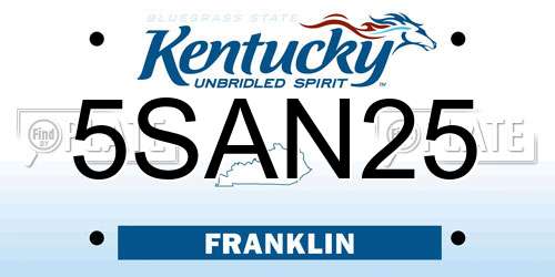 5SAN25 Kentucky License Plate