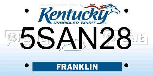 5SAN28 Kentucky License Plate