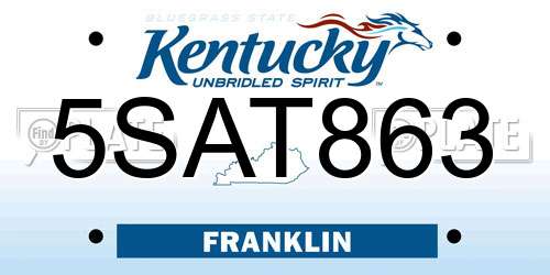 5SAT863 Kentucky License Plate
