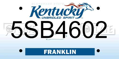 5SB4602 Kentucky License Plate