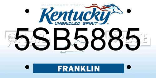 5SB5885 Kentucky License Plate