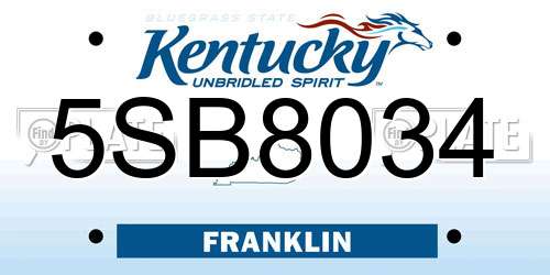 5SB8034 Kentucky License Plate