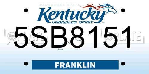 5SB8151 Kentucky License Plate