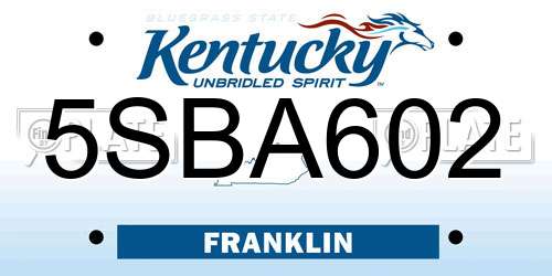 5SBA602 Kentucky License Plate