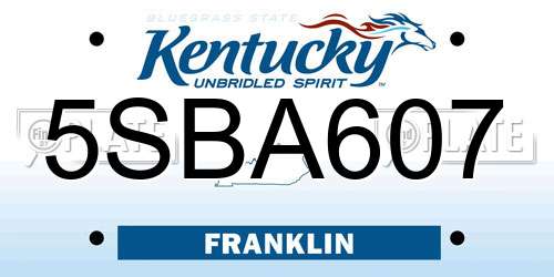 5SBA607 Kentucky License Plate