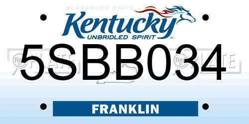 5SBB034 Kentucky License Plate