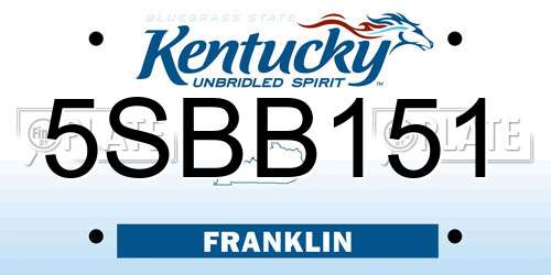 5SBB151 Kentucky License Plate