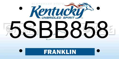 5SBB858 Kentucky License Plate