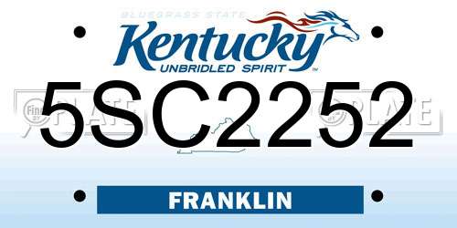 5SC2252 Kentucky License Plate